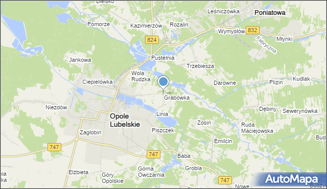 mapa Grabówka, Grabówka gmina Opole Lubelskie na mapie Targeo